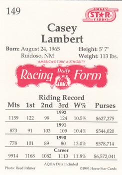 1993 Jockey Star #149 Casey Lambert Back